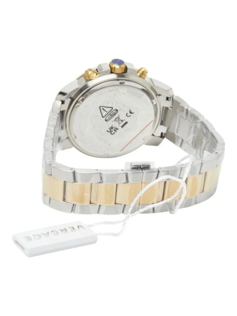 Versace New Chrono Watch Green Silver Gold Stainless Steel